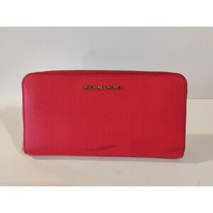 Michael Kors Coral Leather Zip Clutch Wallet